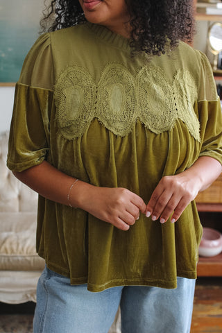 Nellie Lace Velvet Baby Doll Top