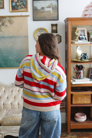 Pinky Striped Knit Hoodie