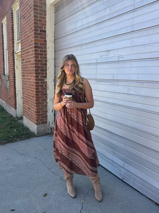 Frankie Mixed Print Smocked Maxi Dress