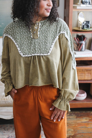 Devon Mixed Print Henley Top