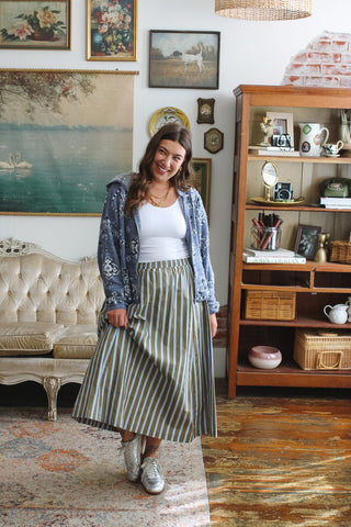 Carly Striped Midi Skirt