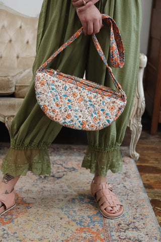 Quilted Block Print Sling Bag