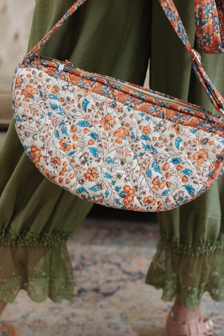 Quilted Block Print Sling Bag