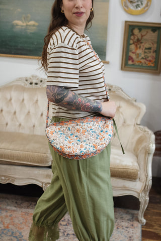 Quilted Block Print Sling Bag