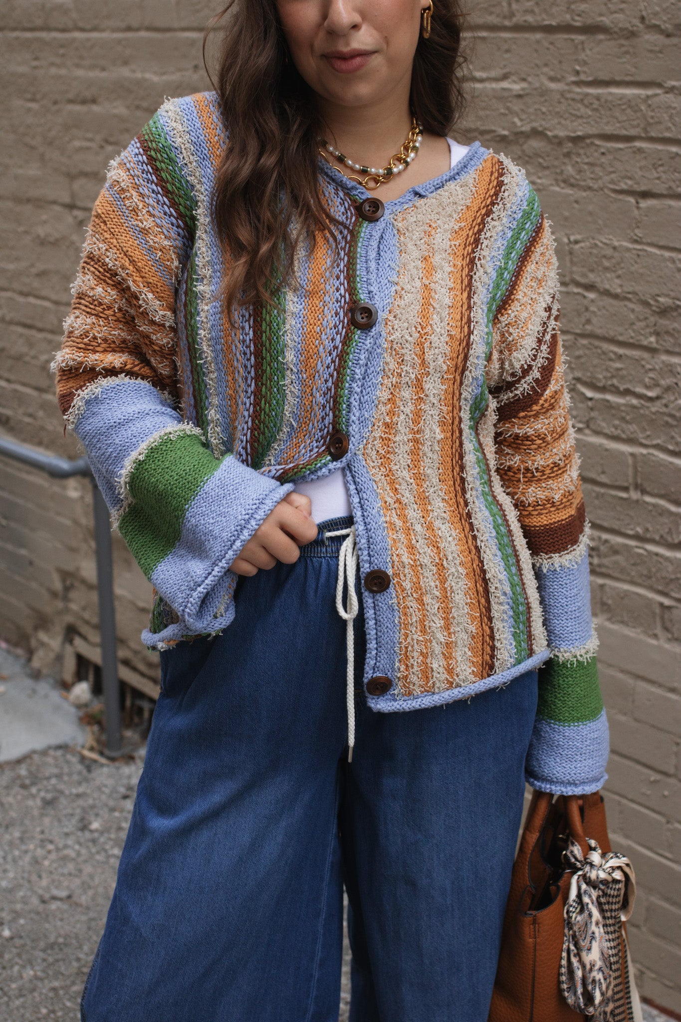 Dala Striped Textured Knit Sweater