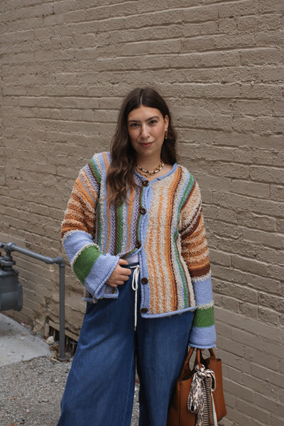 Dala Striped Textured Knit Sweater