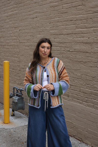 Dala Striped Textured Knit Sweater