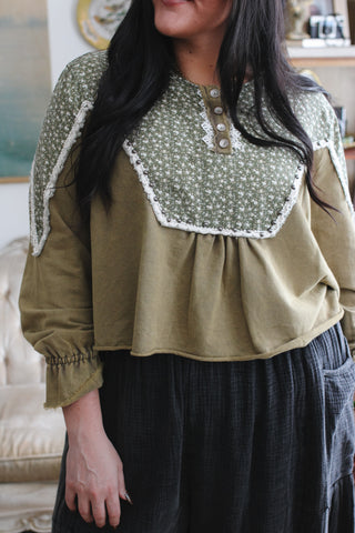 Devon Mixed Print Henley Top