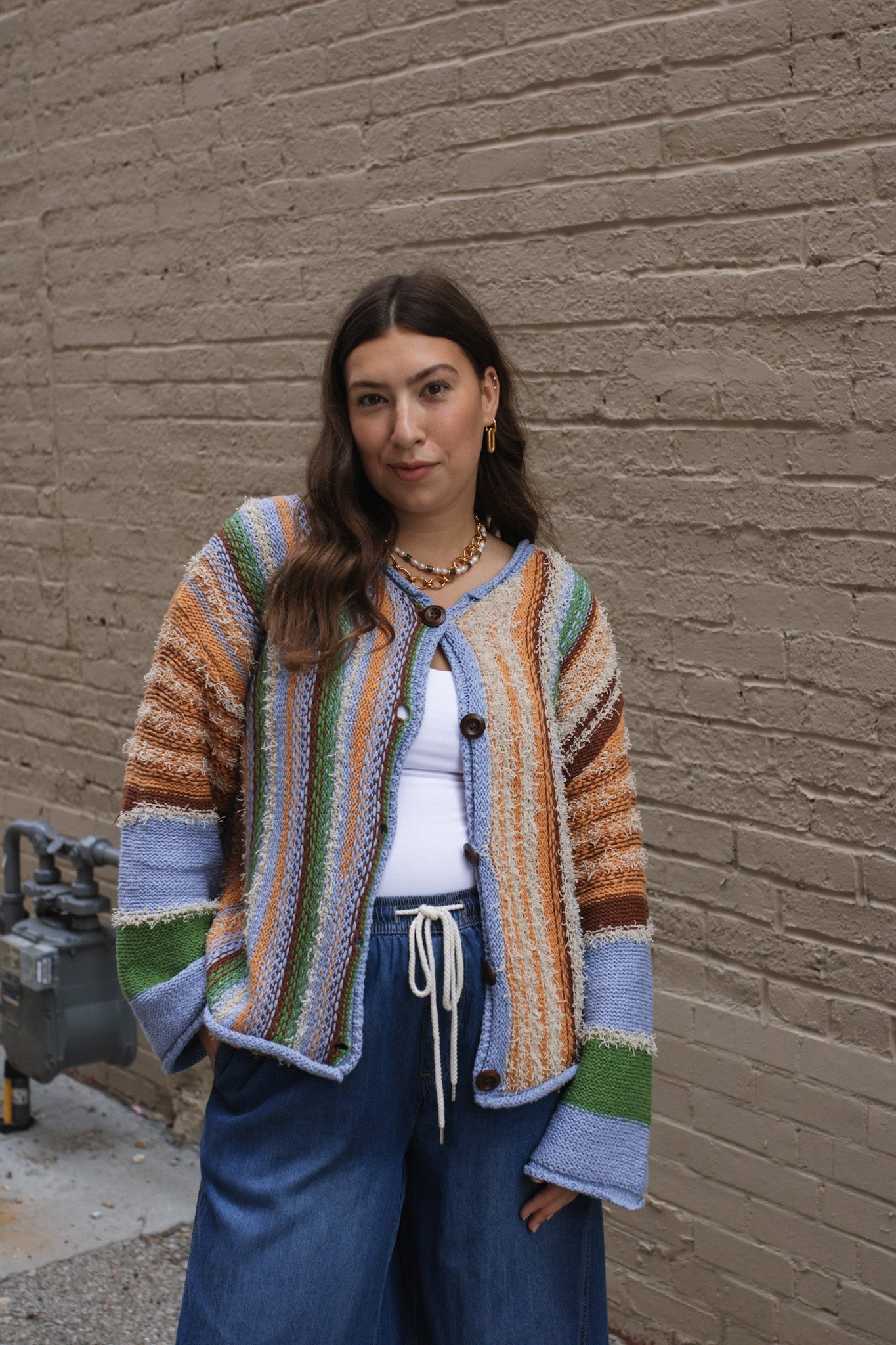 Dala Striped Textured Knit Sweater