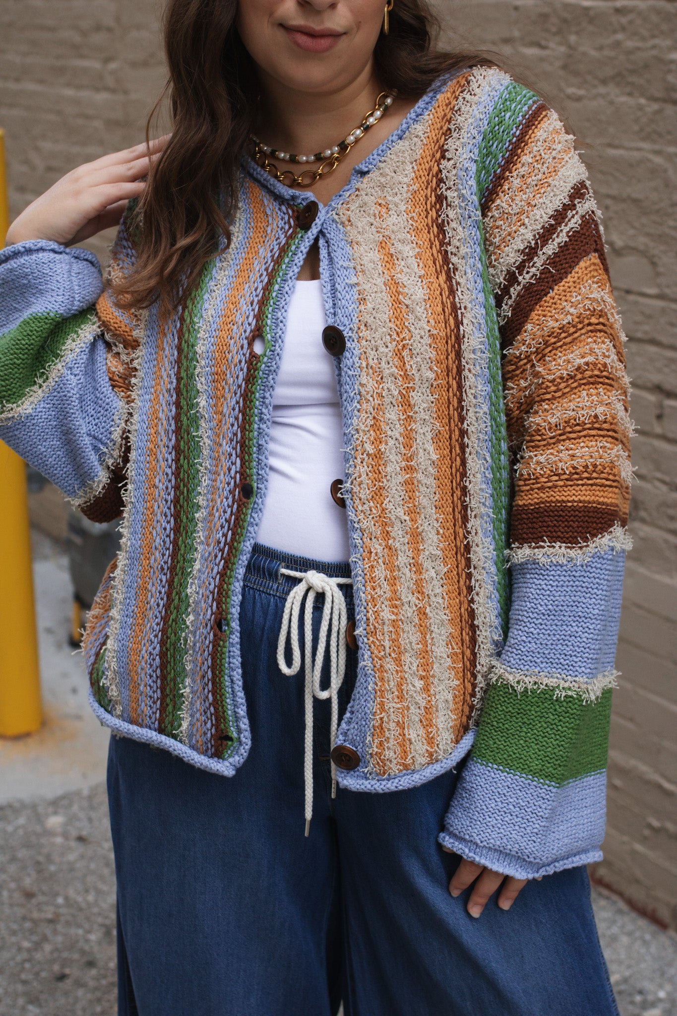 Dala Striped Textured Knit Sweater