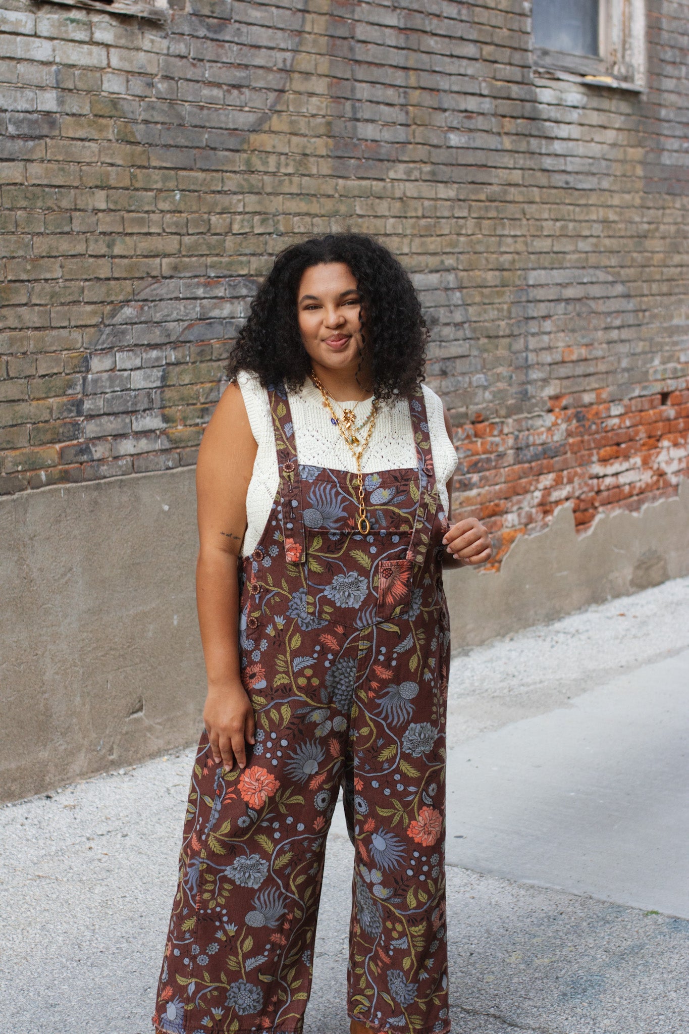 Molly Oversized Floral Denim Overalls
