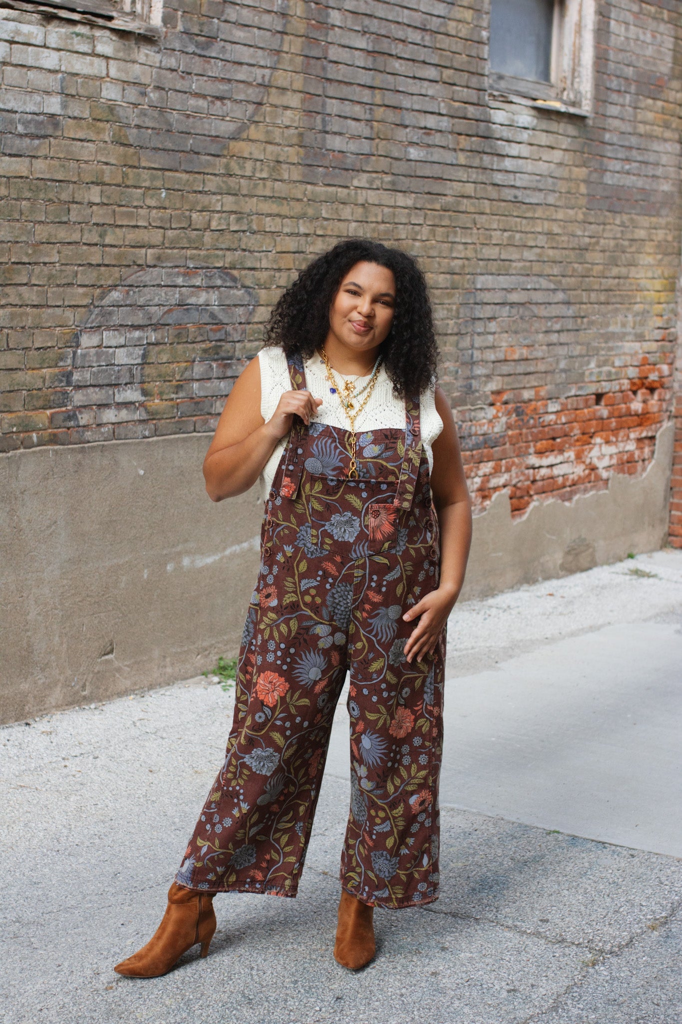 Molly Oversized Floral Denim Overalls