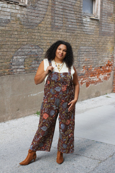 Molly Oversized Floral Denim Overalls
