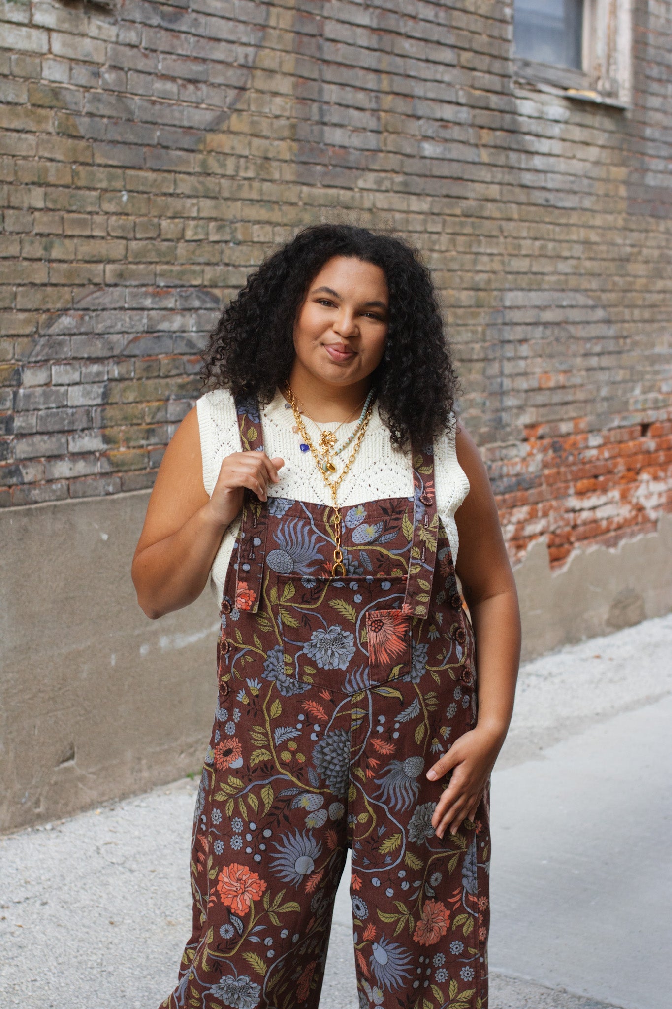 Molly Oversized Floral Denim Overalls