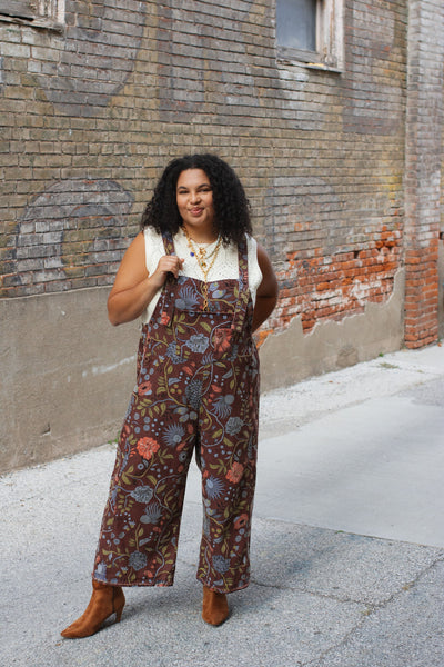 Molly Oversized Floral Denim Overalls