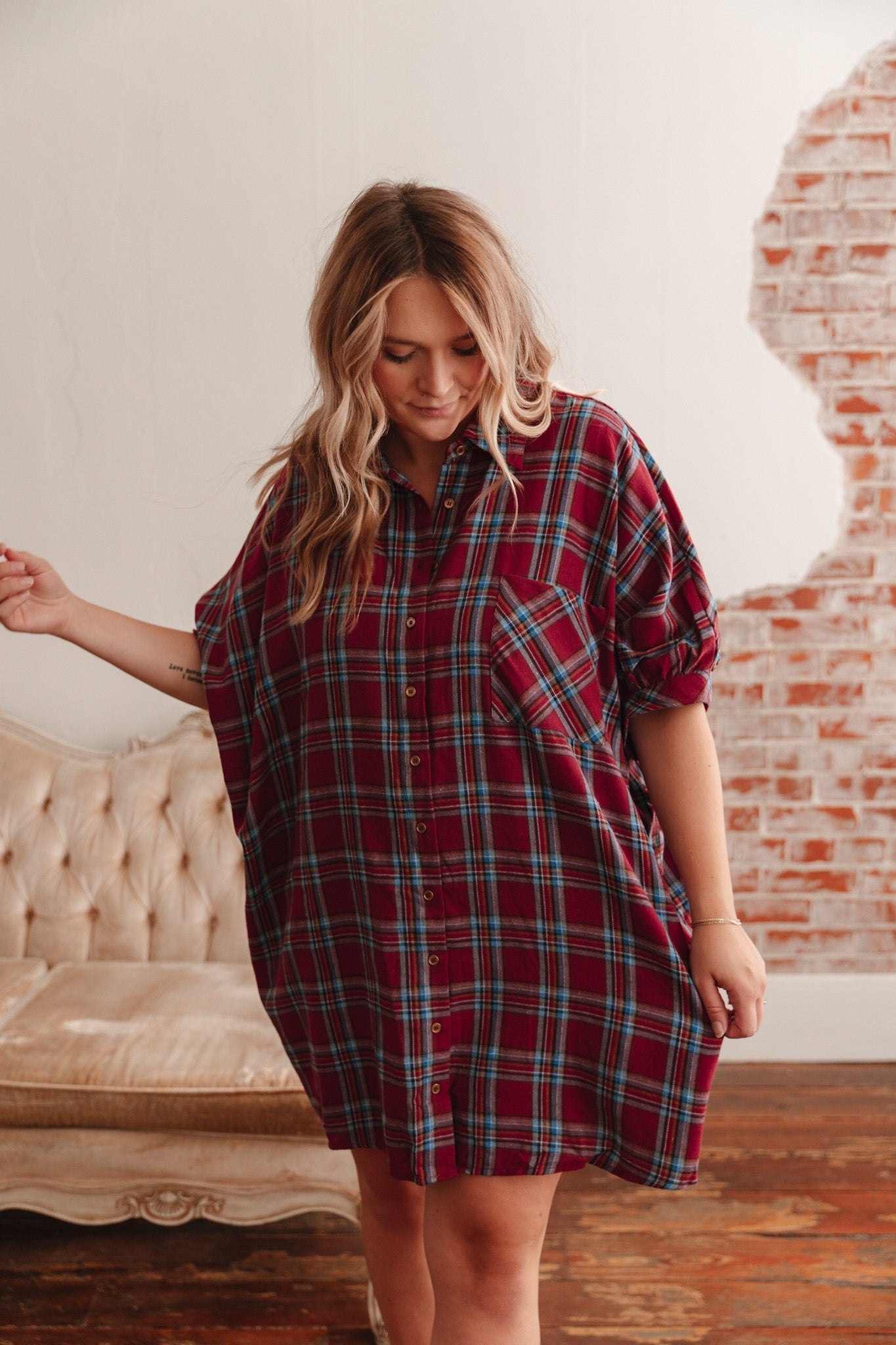 Fall Fields Plaid Tunic Dress