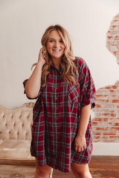 Fall Fields Plaid Tunic Dress