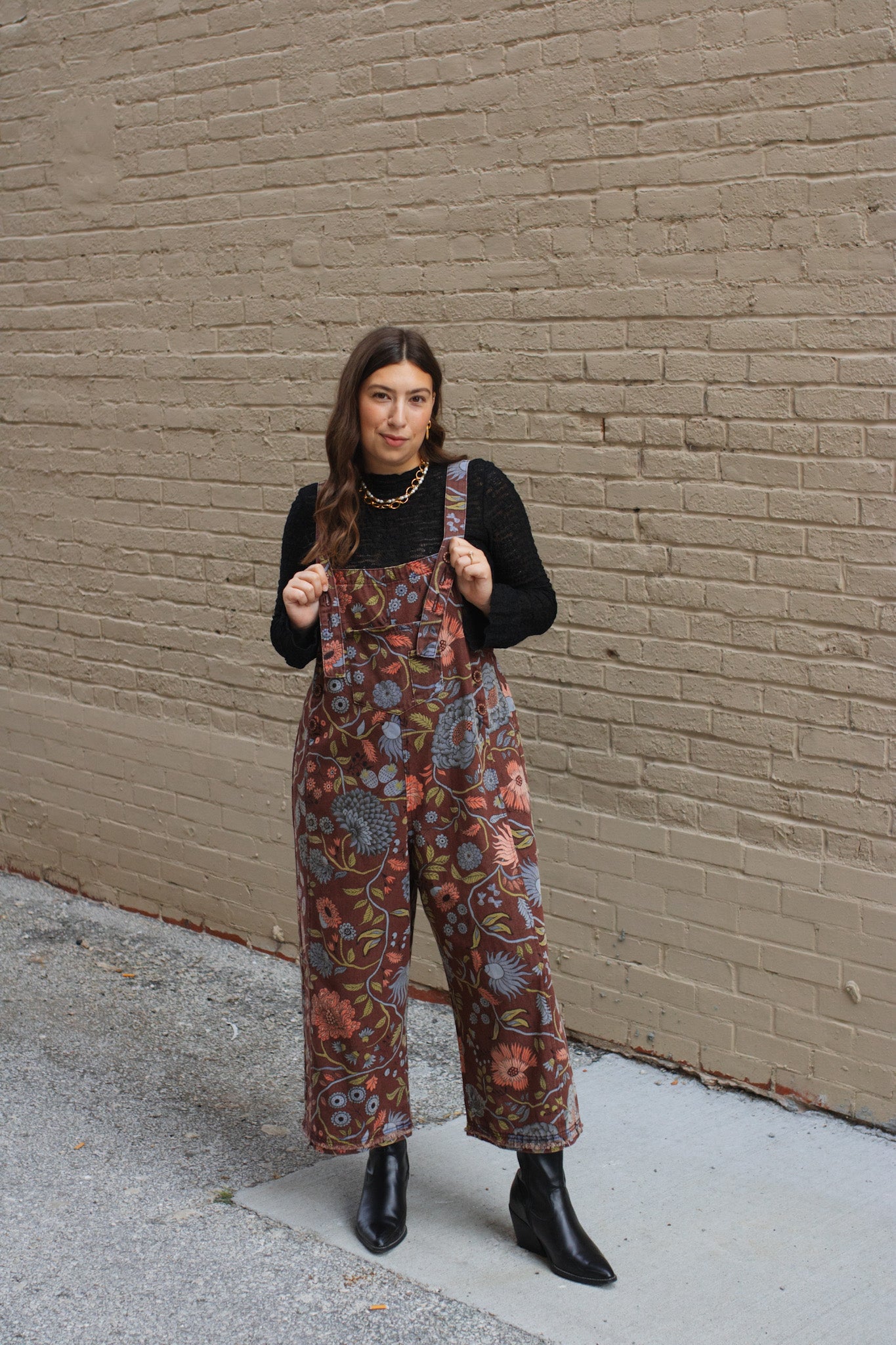 Molly Oversized Floral Denim Overalls
