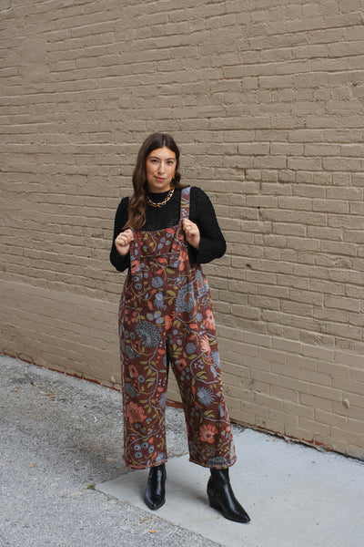 Molly Oversized Floral Denim Overalls