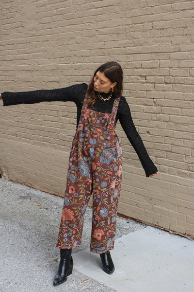 Molly Oversized Floral Denim Overalls