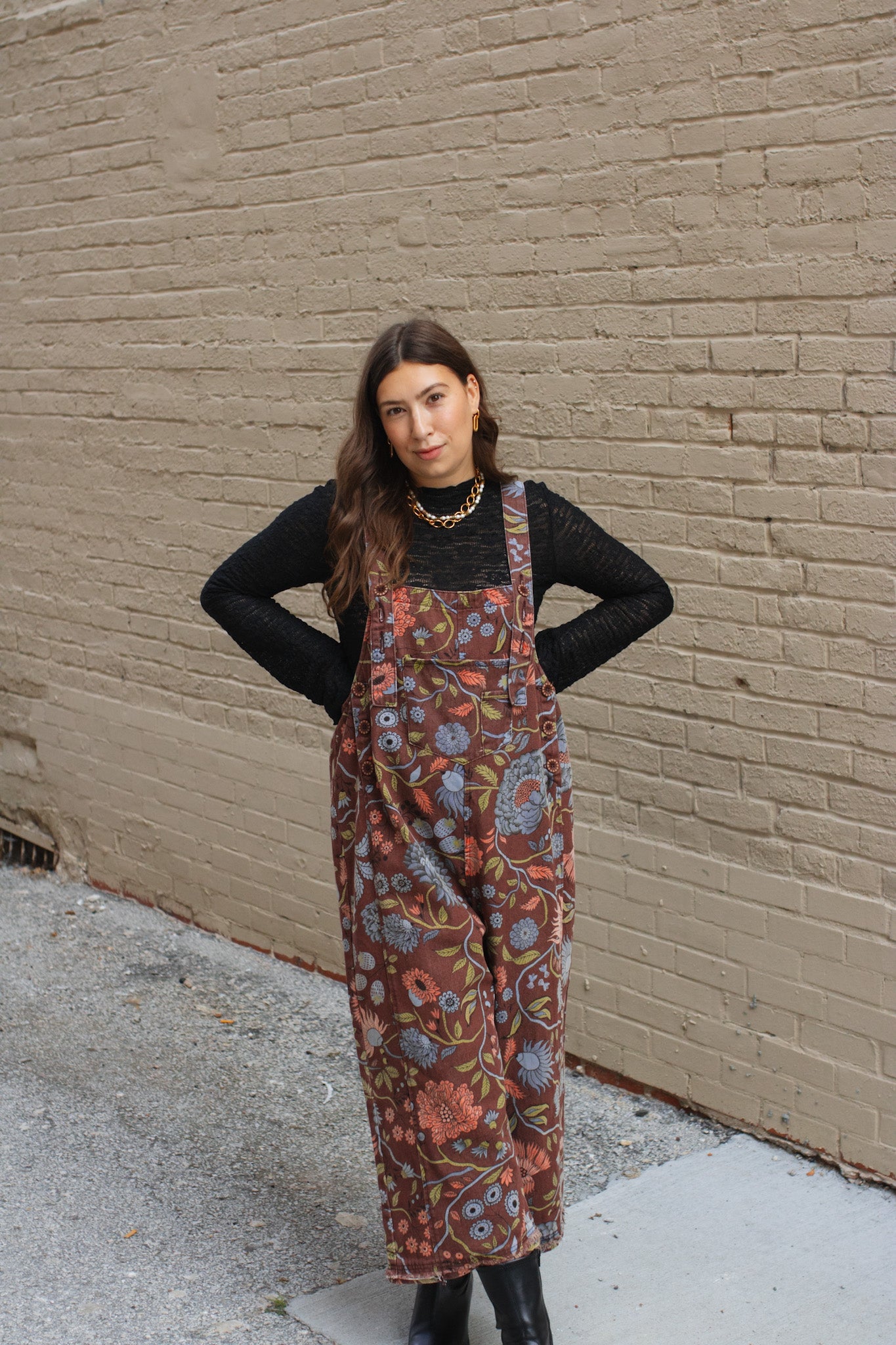 Molly Oversized Floral Denim Overalls