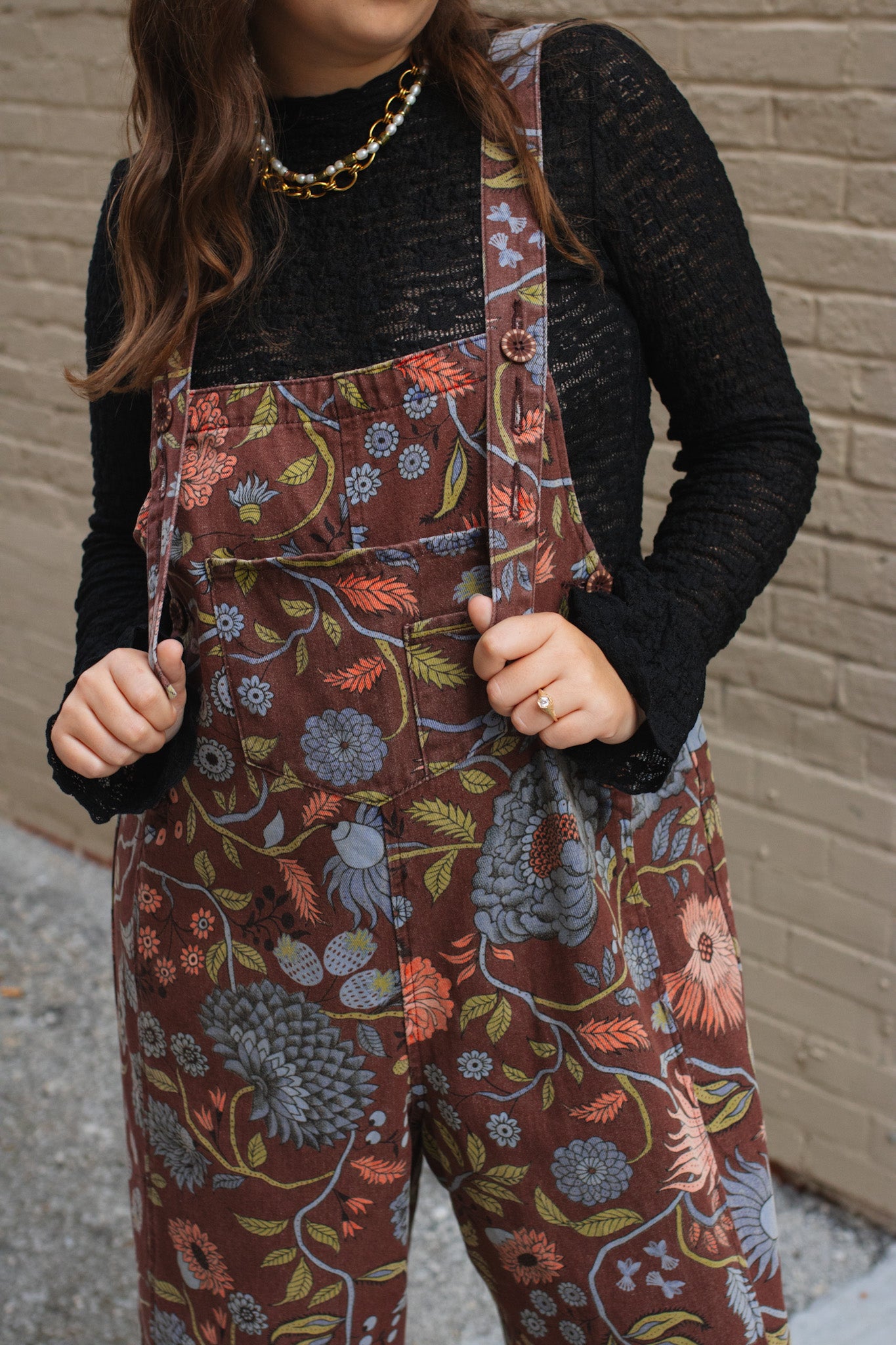 Molly Oversized Floral Denim Overalls