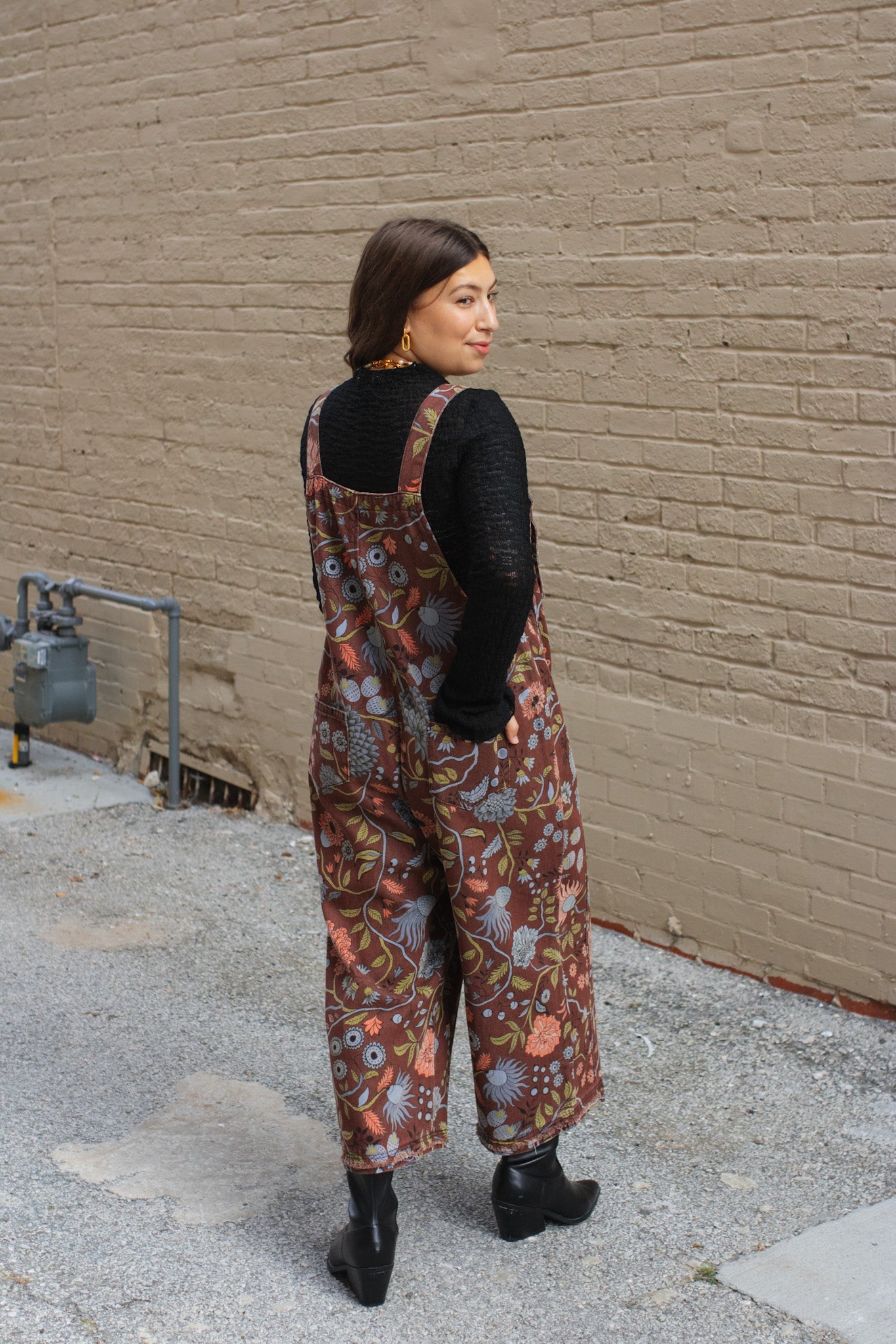 Molly Oversized Floral Denim Overalls