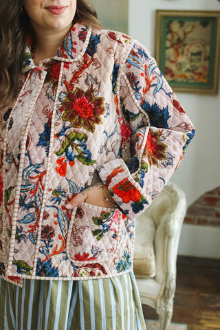 Mary Velvet Floral Quilted Jacket