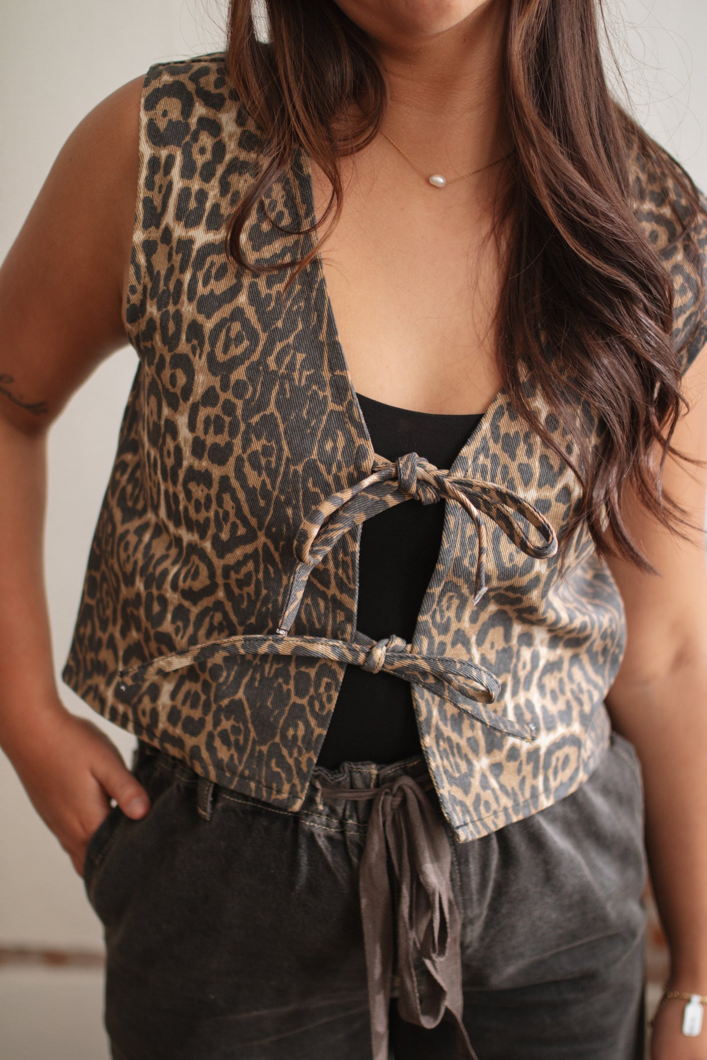 Camilla Leopard Tie Vest