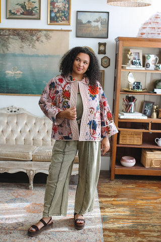 Mary Velvet Floral Quilted Jacket