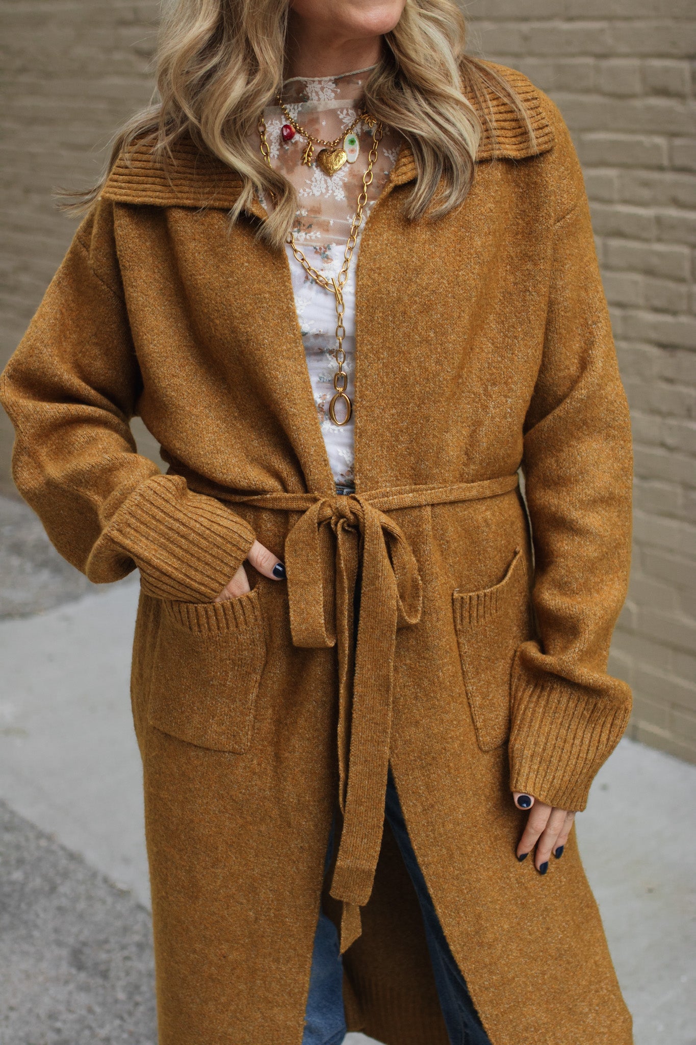 Rosie Tie Knit Long Cardigan