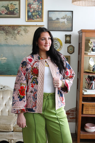 Mary Velvet Floral Quilted Jacket