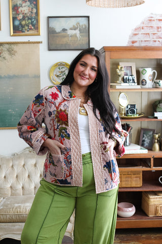 Mary Velvet Floral Quilted Jacket