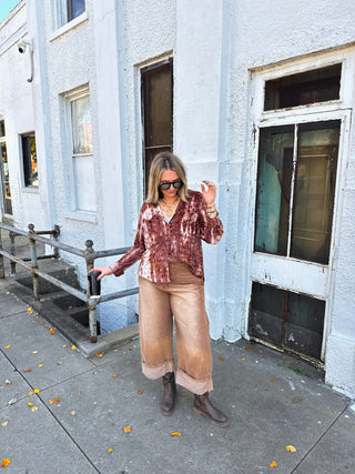Joanie Floral Velvet Burnout Button Down