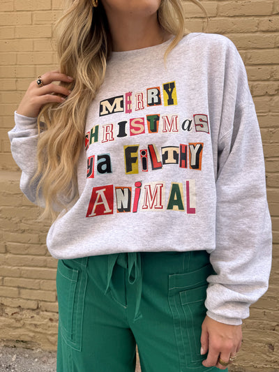 Merry Christmas Ya Filthy Animal Crewneck