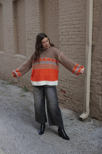 Milo Striped Floral Turtleneck Sweater