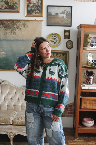 Harvie Patterned Duck Cardigan