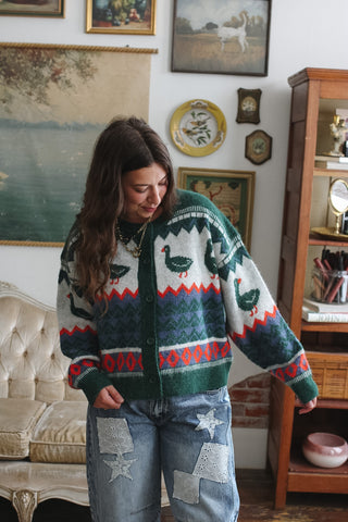 Harvie Patterned Duck Cardigan