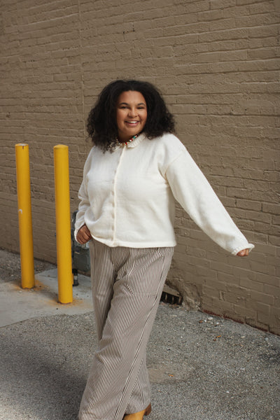 Shiloh Collared Sweater Cardigan | Ivory
