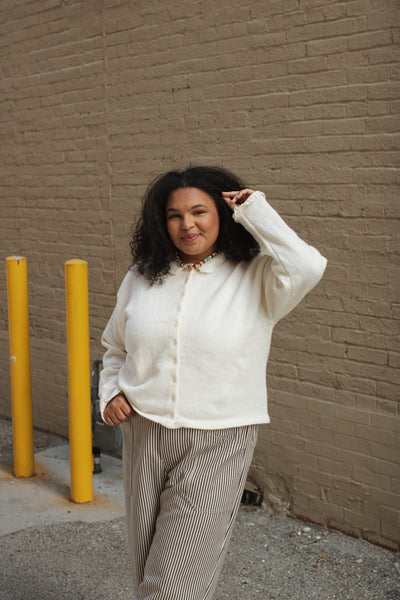 Shiloh Collared Sweater Cardigan | Ivory