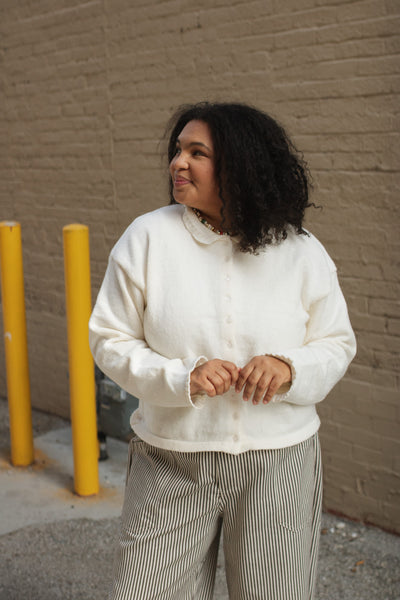 Shiloh Collared Sweater Cardigan | Ivory