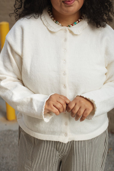 Shiloh Collared Sweater Cardigan | Ivory