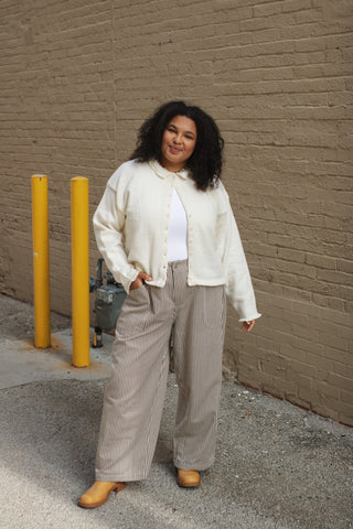 Shiloh Collared Sweater Cardigan | Ivory