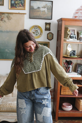 Devon Mixed Print Henley Top