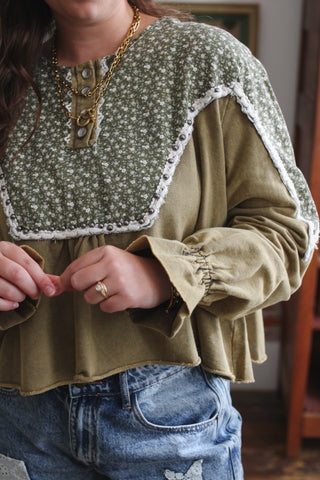 Devon Mixed Print Henley Top