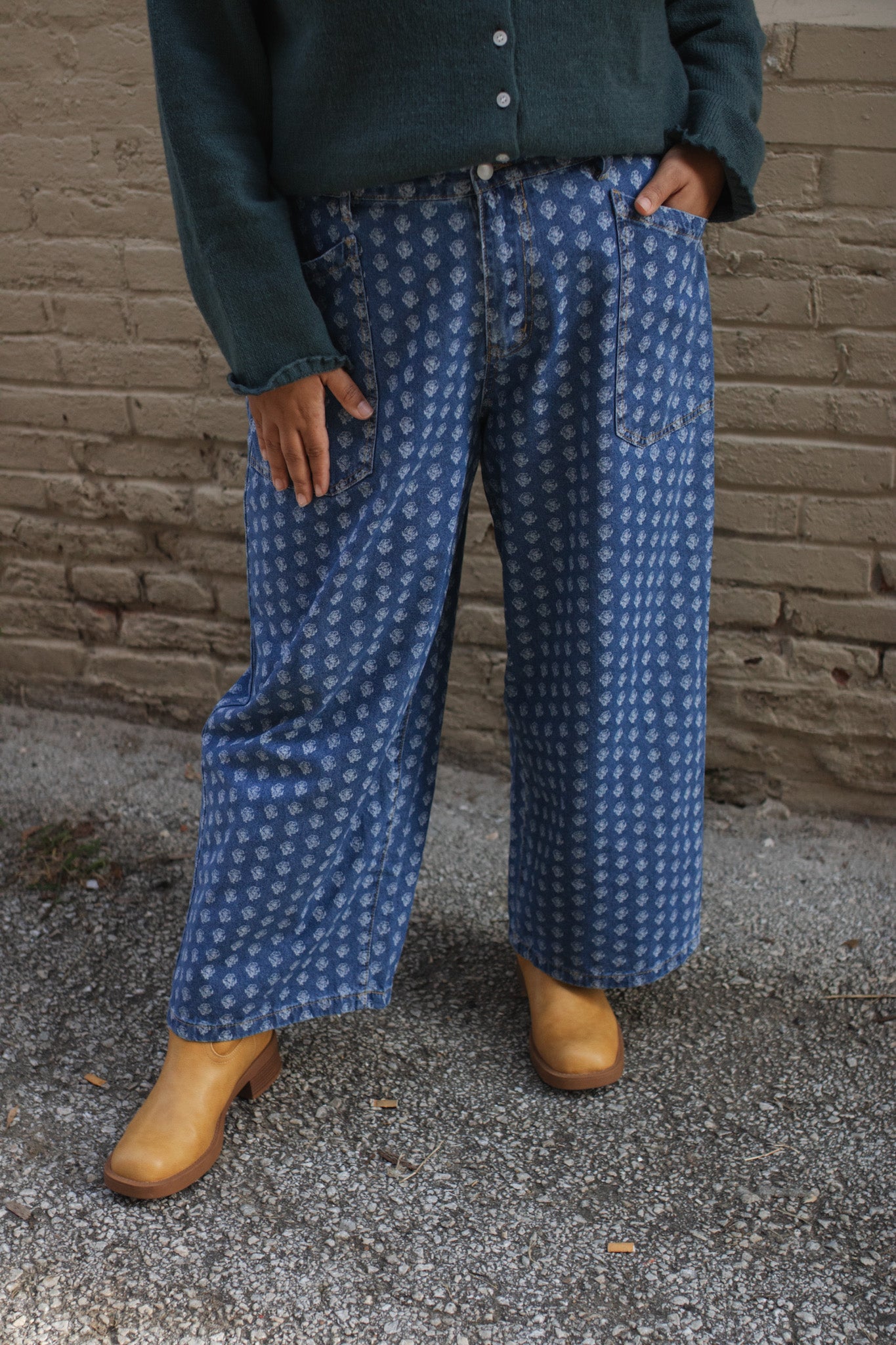 Pinky Vintage Floral Wide Leg Denim
