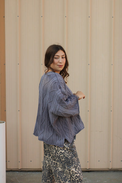Lily Oversized Washed Cable Knit Sweater