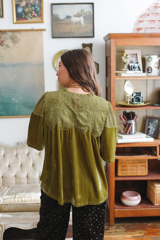 Nellie Lace Velvet Baby Doll Top