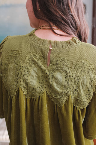Nellie Lace Velvet Baby Doll Top