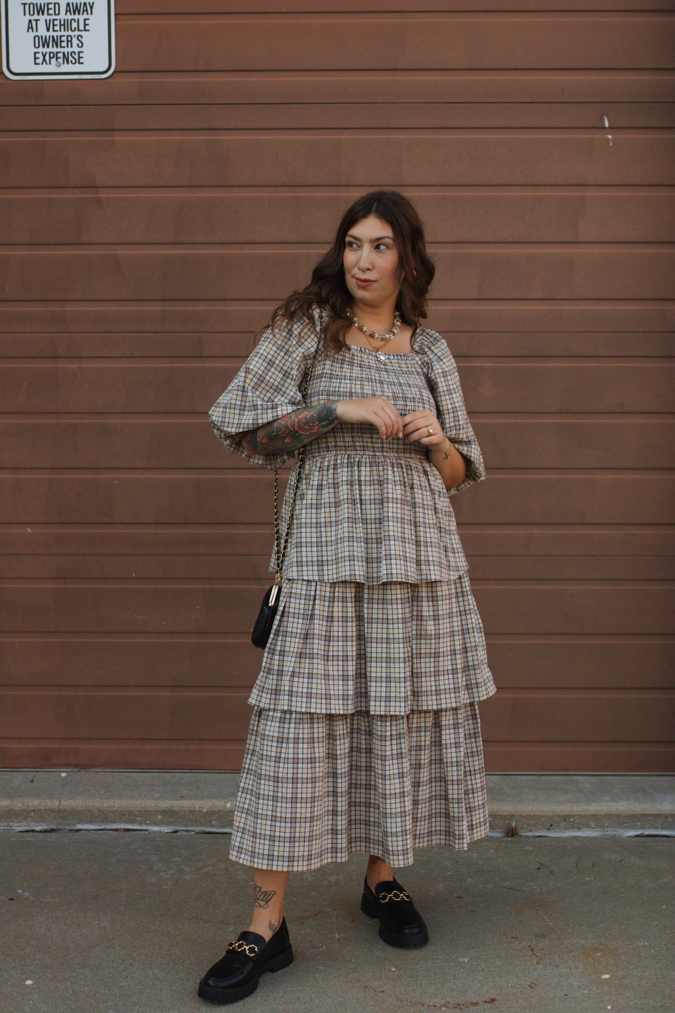 Lydia Plaid Smocked Midi Dress